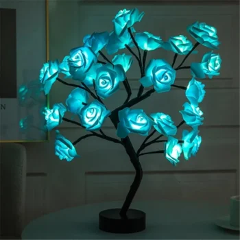 LED Rose Flower Table Lamp USB Christmas Tree Fairy Lights Night Lights Home Party Wedding Bedroom Decoration Mother's Day Gift