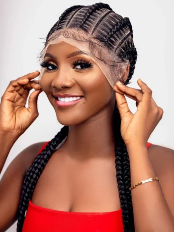 Synthetic Full Lace Cornrow Braided Wig Knotless Box Braids Wigs For Black Women Long 36Inches Handmade Jumbo Braiding Hair Wig