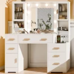 48.8" Makeup Vanity, Large Vanity Desk with Mirror and Lights, Makeup Desk with Charging Station, Vanity Dresser, Customized