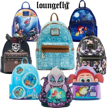 10 Styles New Loungefly Disney Ocean Series Moana Totem Print Mermaid Finding Nemo Mini Backpack