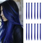 12pieces/pack Colored Party Clip in Hair Extensions for Girls Multi-colors Straight Hair Synthetic Hairpieces Hair Accessories