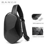 BANGE Hard Shell Design 3.0 USB Charging Crossbody Bag Shoulder Bags Male Waterproof Short Trip Chest Bag Pack for Men Sling Bag