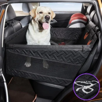 Waterproof Large Dog Car Seat Cover, Non-Slip Pet Bed for Backseat with Extender, Durable PU Leather Design