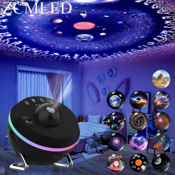 Galaxy Projector Mood Night Light for Bedroom Decor with Dynamic Meteor and RGB Lighting Effects Planetarium Lamp with Timer