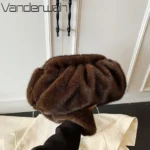 Winter Mink Fur Wrinkle Shoulder Crossbody Bags for Women 2025 Fashion Cute Shell Bag Women Bags Solid Color Messenger Handbags