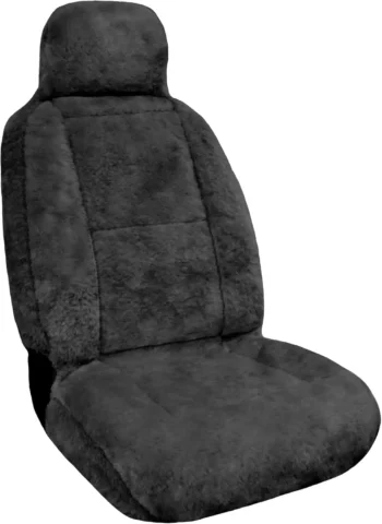 Universal Sheepskin Car Seat Cover, Plush Fit for Most Cars, Summer Cool & Winter Warm, Airbag Safe, Easy Install, Gray
