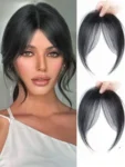 Synthetic Middle Part Topper Hairpiece with Bangs Clip-In Bangs Extension Natural Invisible Clourse Hairpiece for Women