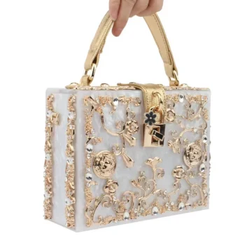High Grade Acrylic Evening Bag Luxury Rhinestone Designer Clutch Purse Women Shoulder Bag Clutches for Wedding Party Handbag