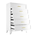 Dresser, White Tall Dresser for Bedroom, 53.54 H Dressers amp Chests of Drawers, 5 Drawer Dressers for Living Room, Entryway, H