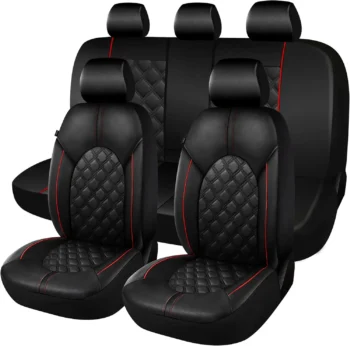 Universal Waterproof PU Leather Car Seat Covers Full Set with Split Bench Design for Sedans, SUVs, Trucks