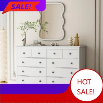 BestsellerXMSJ-10 Drawer Dresser, 55" Modern White Dressers and Chests of Drawers, 10 Drawer Wide Dressers for Bedroom