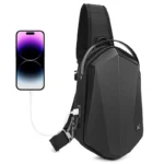 Hard Shell EVA Men's Bag Shoulder Bag Anti-theft Waterproof Male Crossbody Bag Casual Short Trip Chest Pack USB Charging