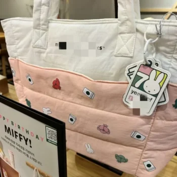 2025 New Cartoon Miffy Rabbit Starbucks Co Branded Down Tote Bag Kawaii Large Capacity Shoulder Bag Children's Birthday Gift